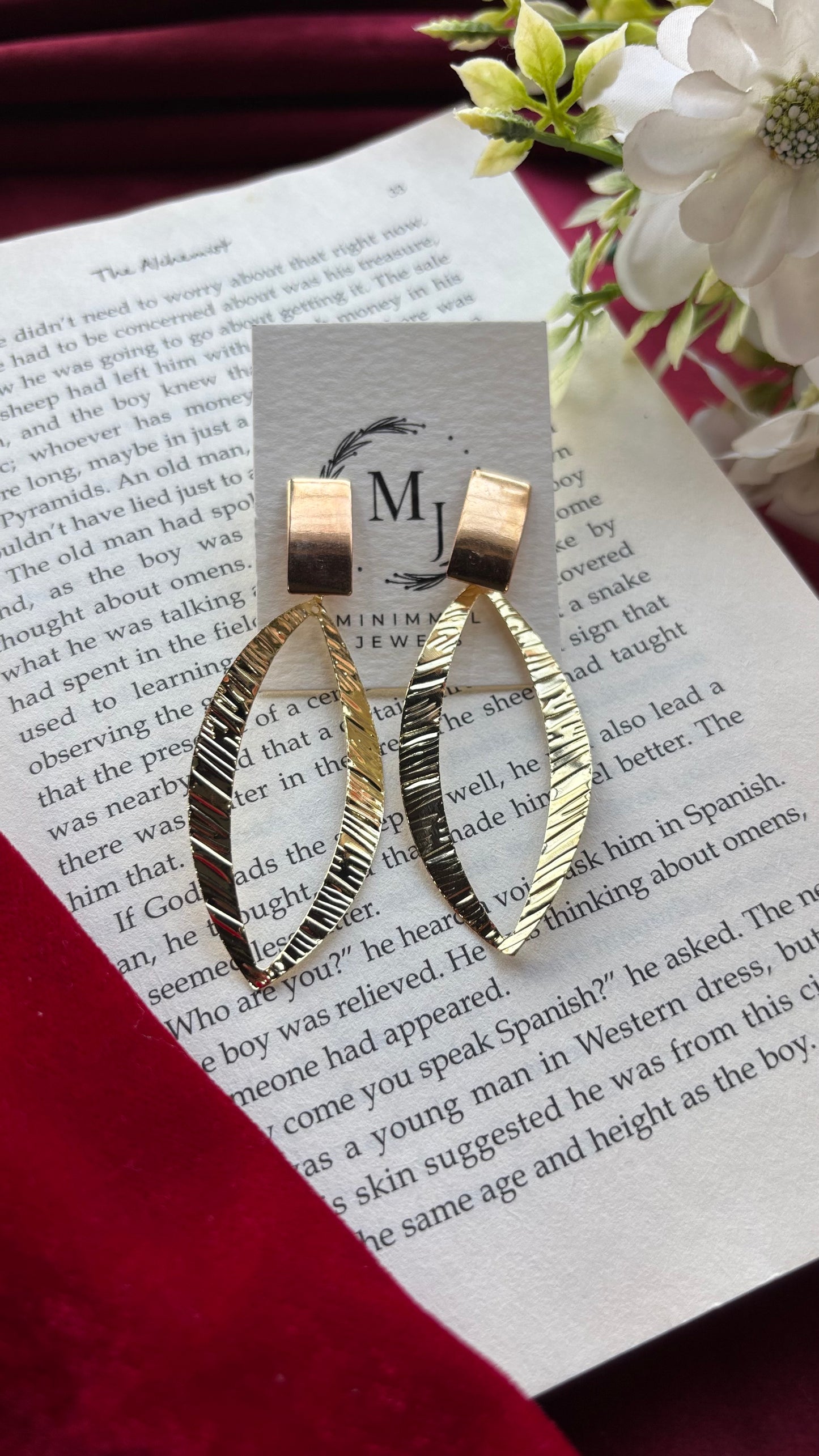 Golden Textured Dangle Earrings